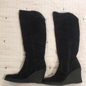 Aldo Black Suede mid knee boots